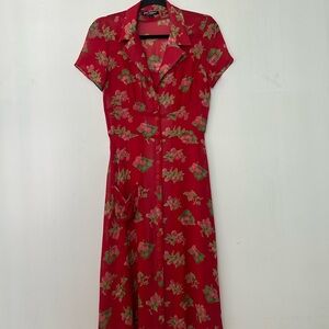 Betsey Johnson Red Floral Midi Dress